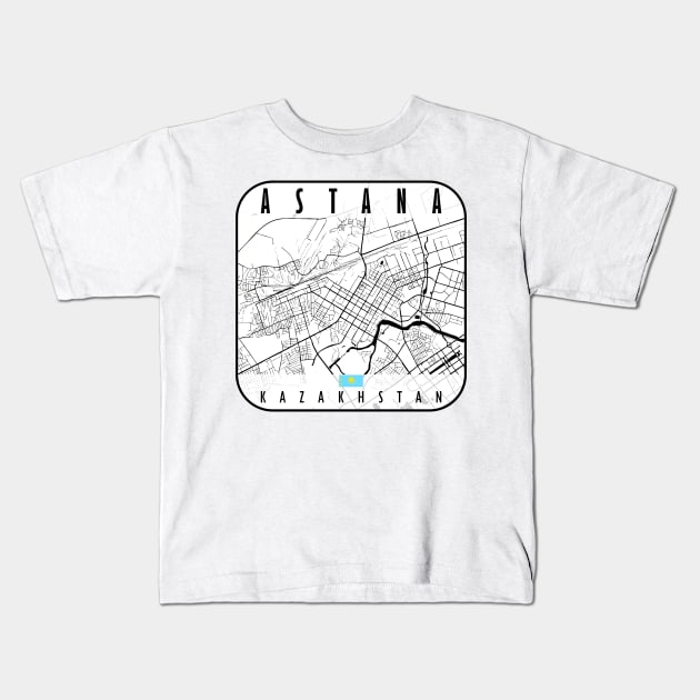 Astana Map Kazakhstan Kids T-Shirt by ArtisticParadigms